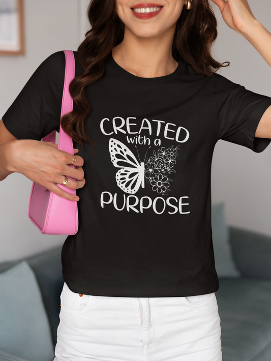 Created with a Purpose Butterfly Short Sleeve T-Shirt